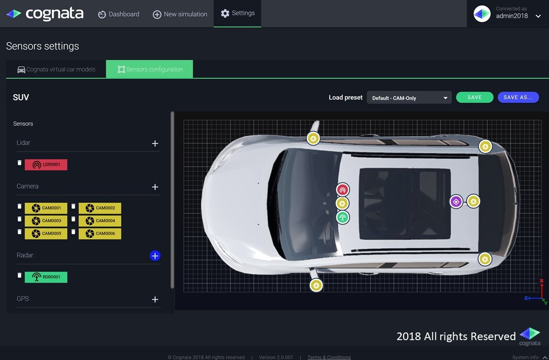 Cognata simulation self-driving software