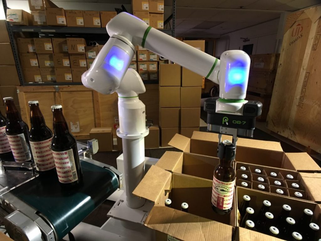 Productive Robotics OB7 bottling example